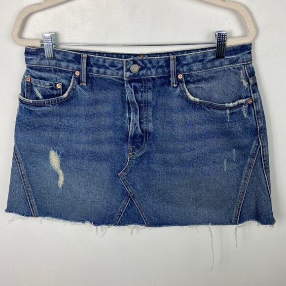 NWT GRLFRND Denim Eva A-Frame Gusset Mini Skirt Revolve Size 31 Boho Y2K NEW - Picture 3 of 7